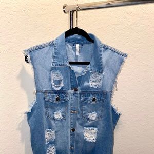 American Bazi Ripped Jean Vest